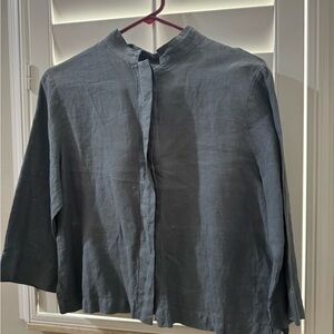 bryn Walker Linen Shirt Jacket in Slate Gray